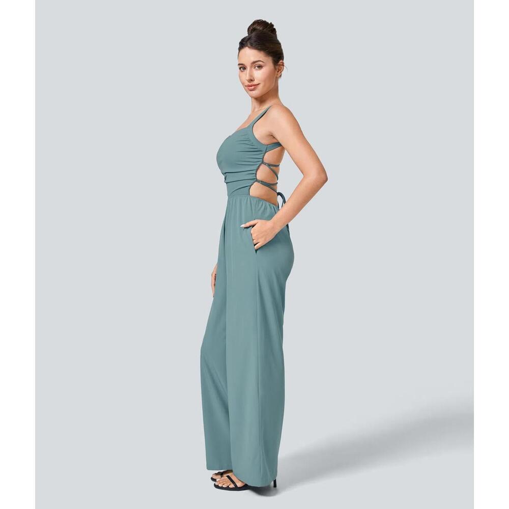 NWT Halara Breezeful™ Lace Up Pocket Quick Dry Casual Jumpsuit Size Small - Picture 7 of 11